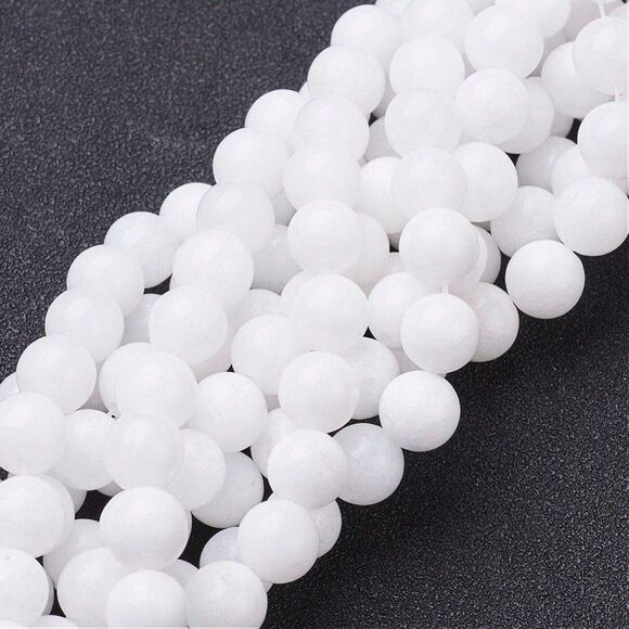8MM White Jade Beads-ONE Gemstone Bead Strand-Jewelry Making Supplies Crafts NWT - Picture 1 of 1